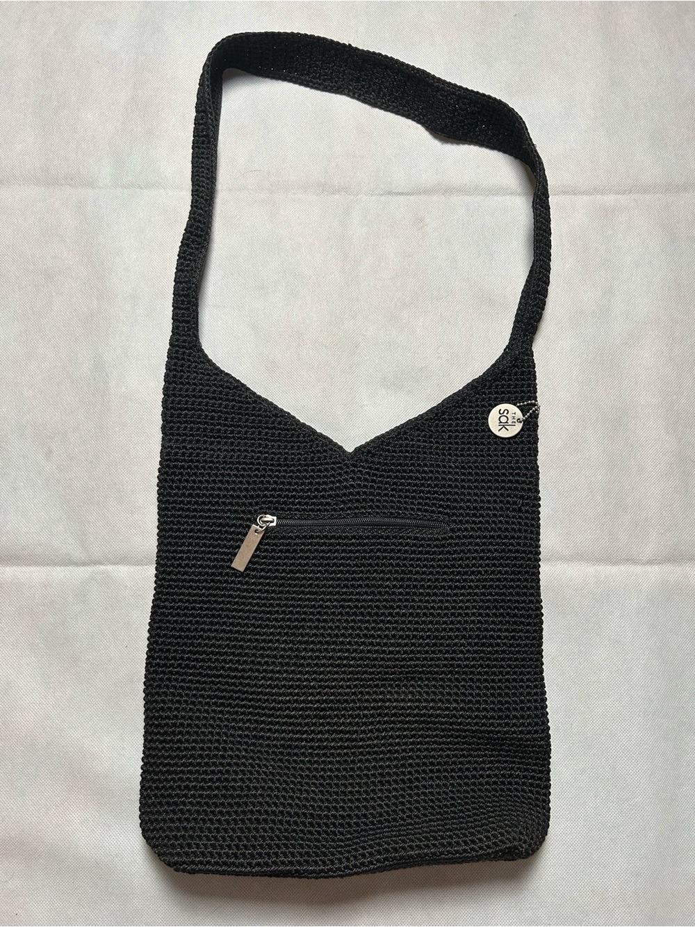 The Sak black crochet shoulder bag